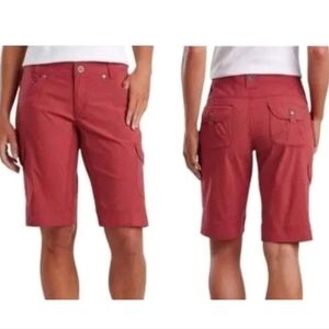 Kuhl Cargo Hiking Long Splash Shorts Woman Sz 6 Berry Red Washed Gorp Travel 11"